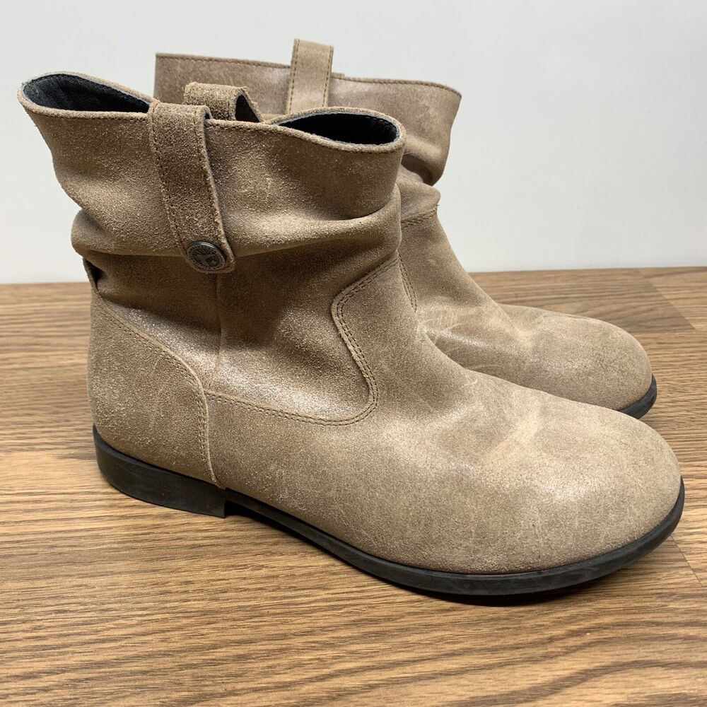 BIRKENSTOCK Womens Sarnia Taupe Leather Zipper Ankle Slouch Booties  EU 38 US 7